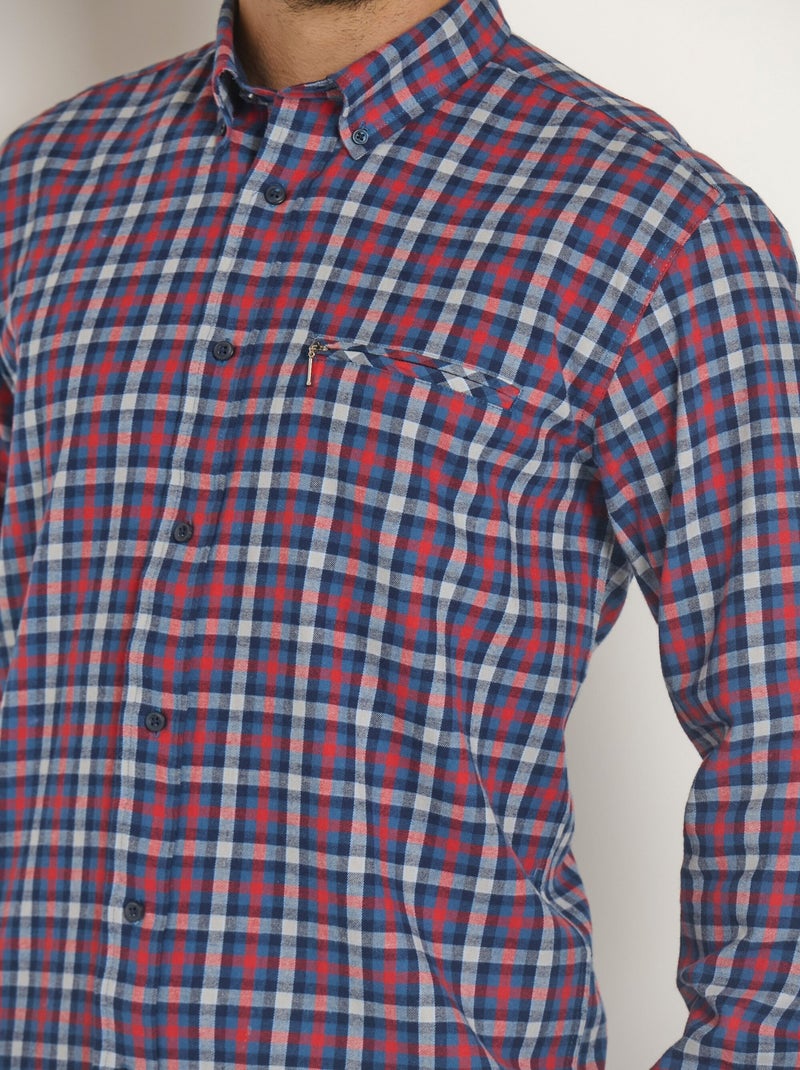 Chemise flanelle détails contrastants, foncé - Afibel Rouge - Kiabi