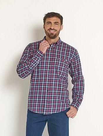 Chemise flanelle détails contrastants, foncé