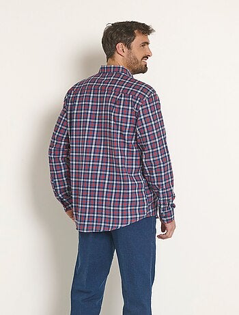 Chemise flanelle détails contrastants, foncé