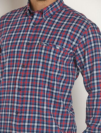 Chemise flanelle détails contrastants, foncé
