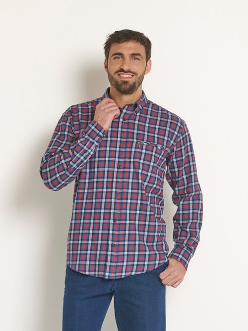 Chemise flanelle détails contrastants, foncé - Kiabi