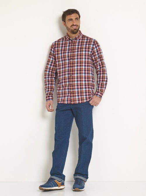 Chemise flanelle détails velours, chic - Afibel - Kiabi