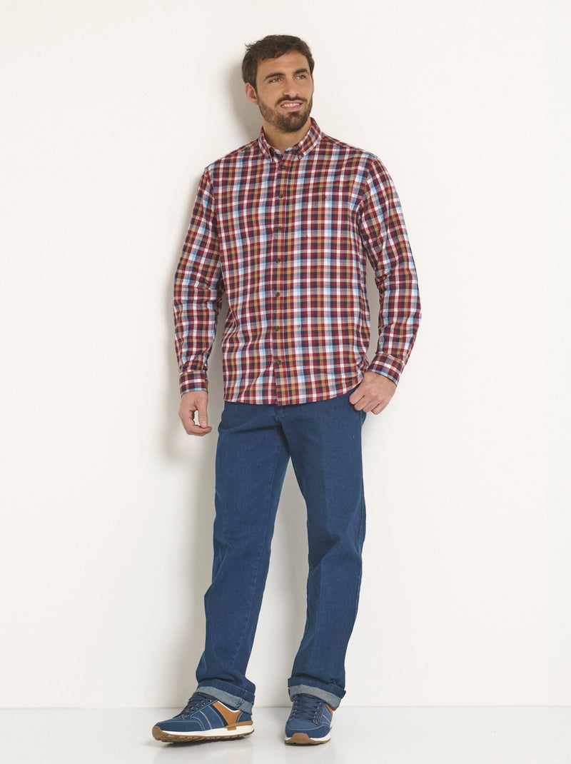 Chemise flanelle détails velours, chic - Afibel Rouge - Kiabi