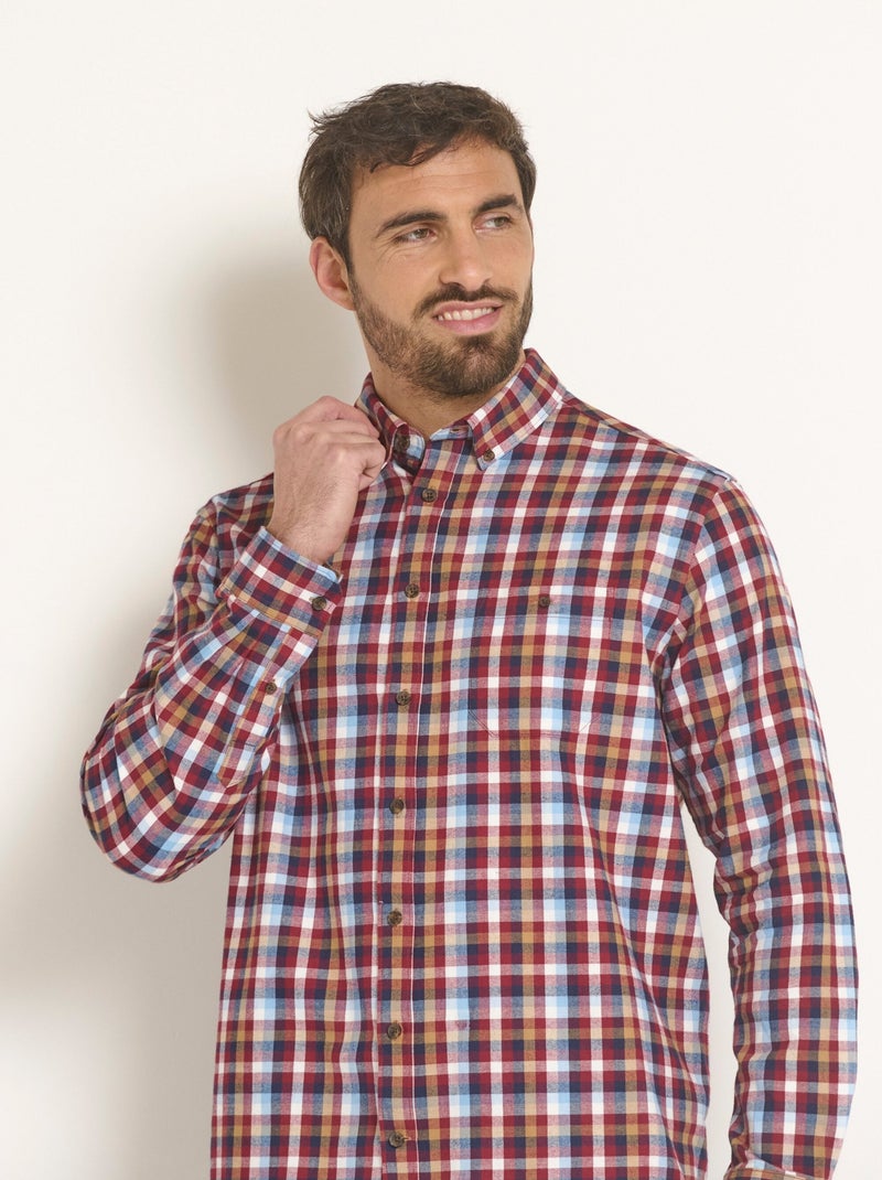 Chemise flanelle détails velours, chic - Afibel Rouge - Kiabi