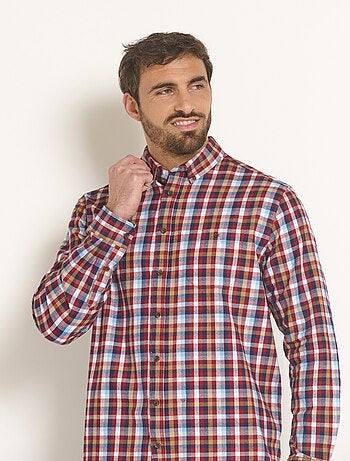 Chemise flanelle détails velours, chic