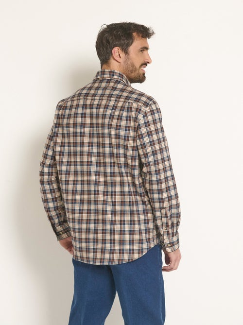 Chemise flanelle détails velours, clair - Afibel - Kiabi