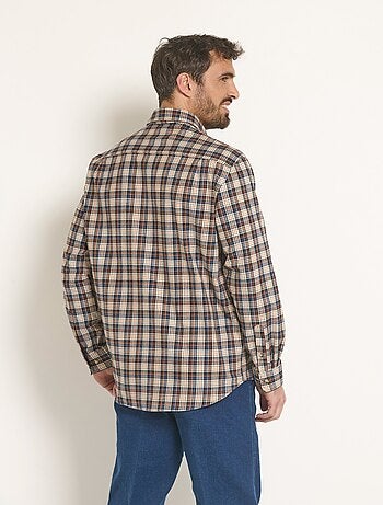 Chemise flanelle détails velours, clair
