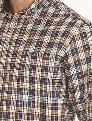 Chemise flanelle détails velours, clair