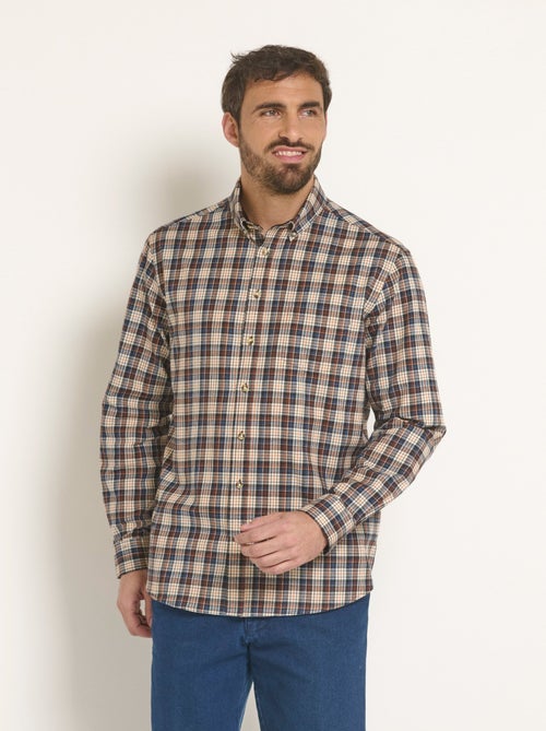 Chemise flanelle détails velours, clair - Kiabi