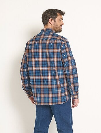 Chemise flanelle détails velours, grands carreaux