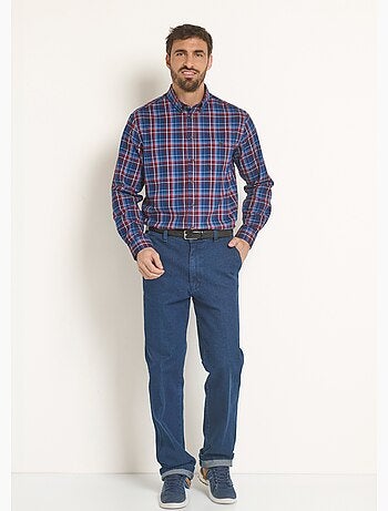 Chemise flanelle détails velours, vif - Afibel