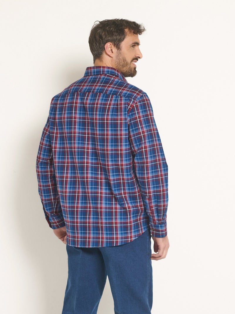 Chemise flanelle détails velours, vif - Afibel Bleu - Kiabi