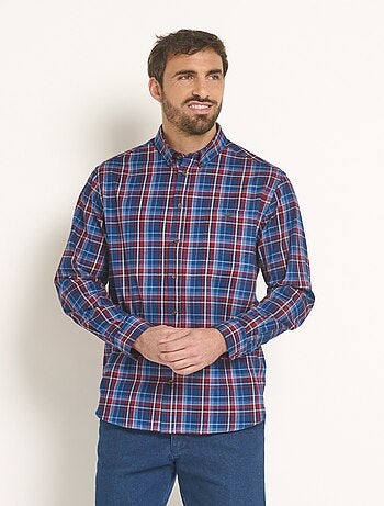 Chemise flanelle détails velours, vif