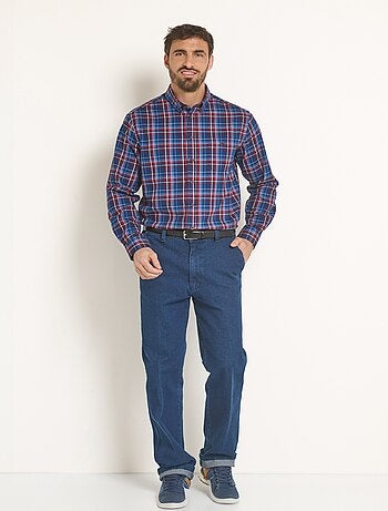 Chemise flanelle détails velours, vif