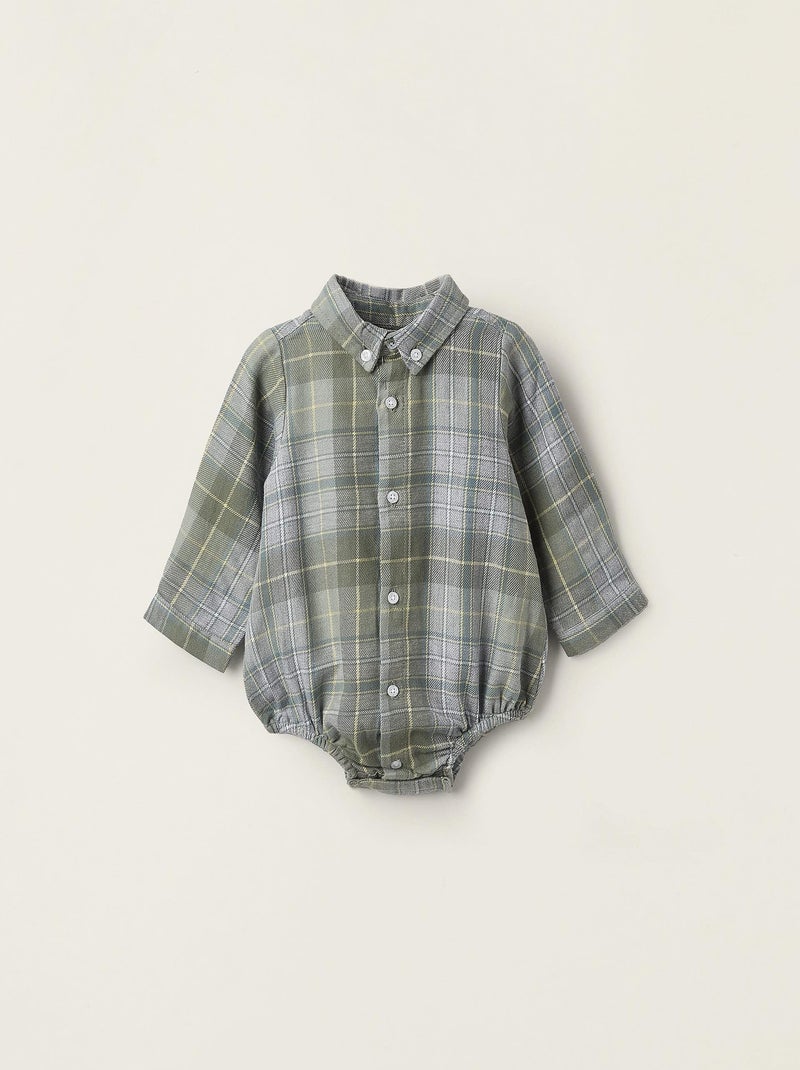Chemise flanelle, écossais NOVEAUX NATURE Gris Vert - Kiabi