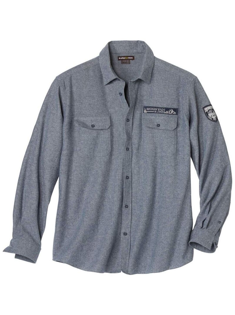 Chemise Flanelle en Chevron Esprit Pilote  - Atlas For Men Bleu Gris Bleu - Kiabi