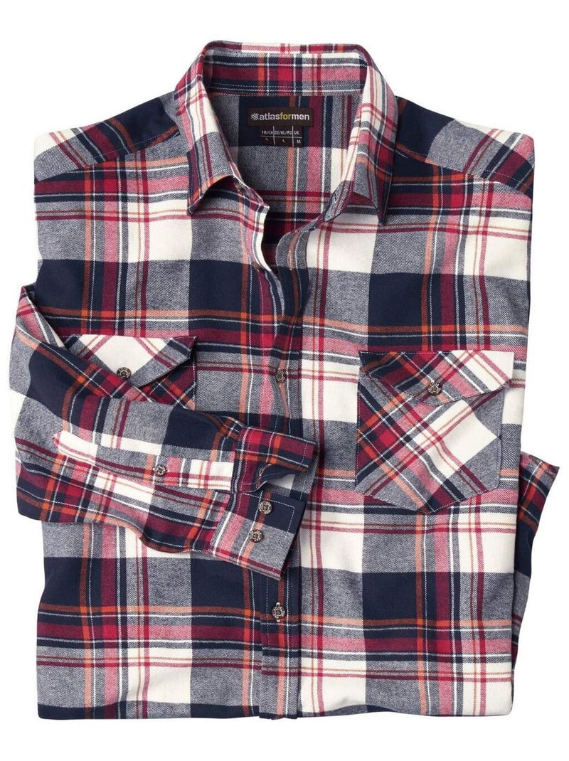 Chemise Flanelle Esprit Bucheron - ATLAS FOR MEN Bleu Rouge Noir - Kiabi