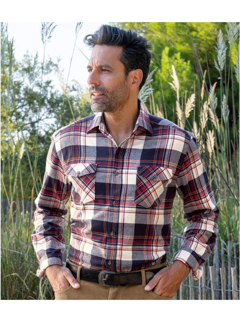 Chemise Flanelle Esprit Bucheron - ATLAS FOR MEN Bleu Rouge Noir - Kiabi