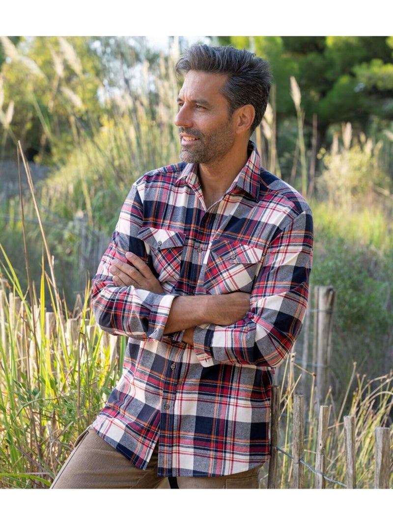 Chemise Flanelle Esprit Bucheron - ATLAS FOR MEN Bleu Rouge Noir - Kiabi