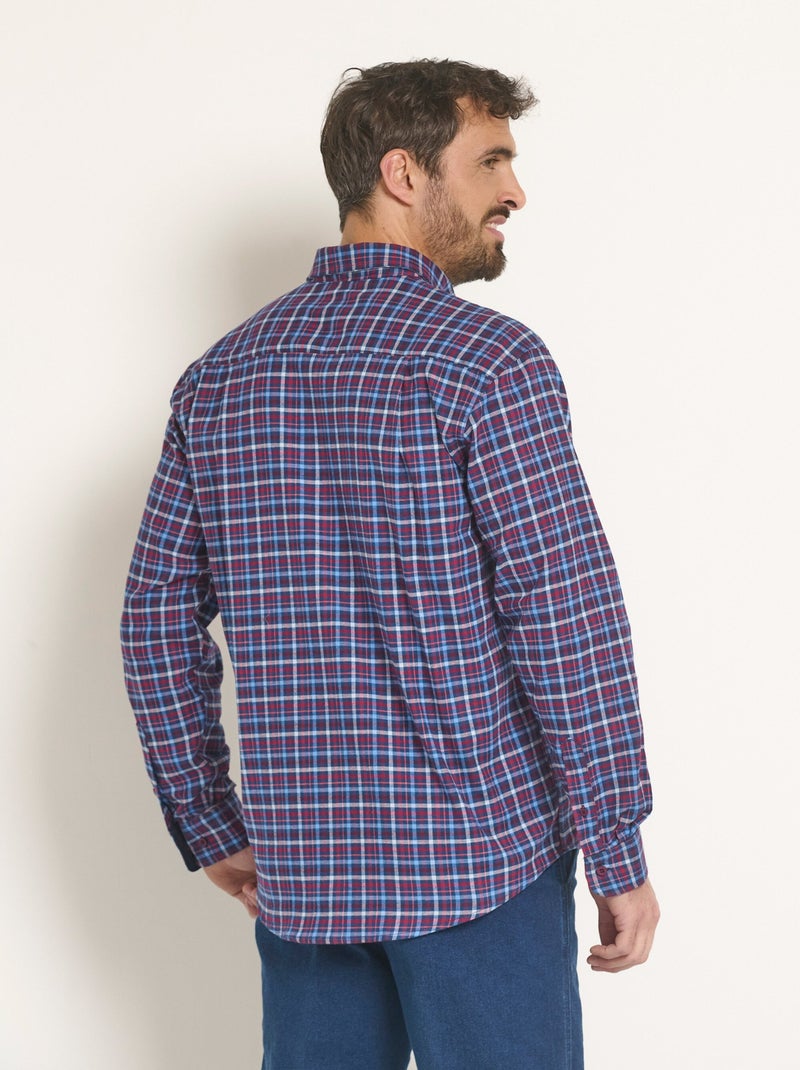 Chemise flanelle extensible à carreaux - Afibel Bleu - Kiabi