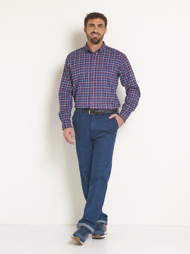 Chemise flanelle extensible à carreaux - Afibel Bleu - Kiabi