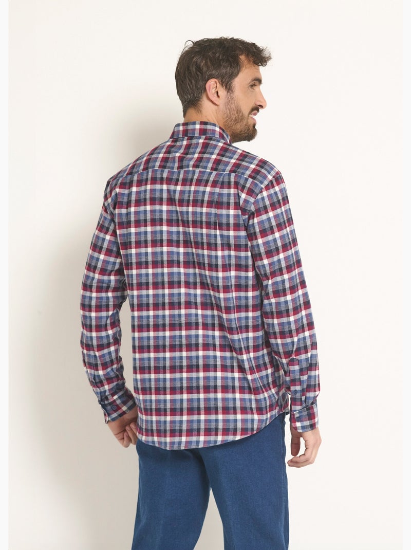 Chemise flanelle extensible à carreaux - afibel Bordeaux - Kiabi