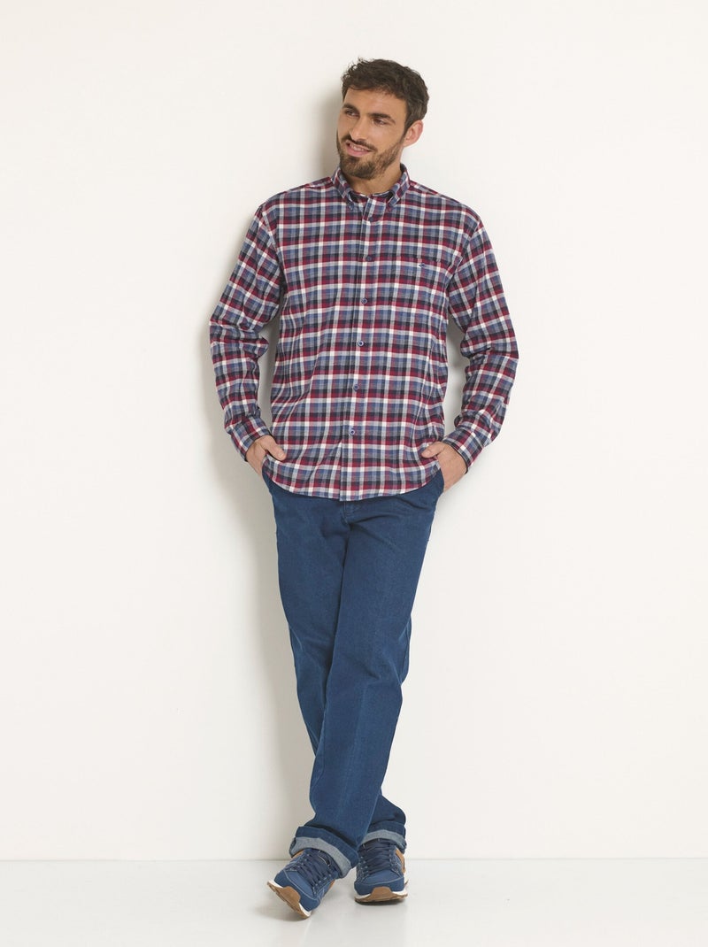 Chemise flanelle extensible à carreaux - afibel Bordeaux - Kiabi