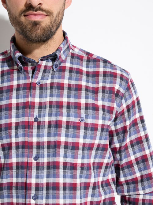 Chemise flanelle extensible à carreaux - Afibel - Kiabi