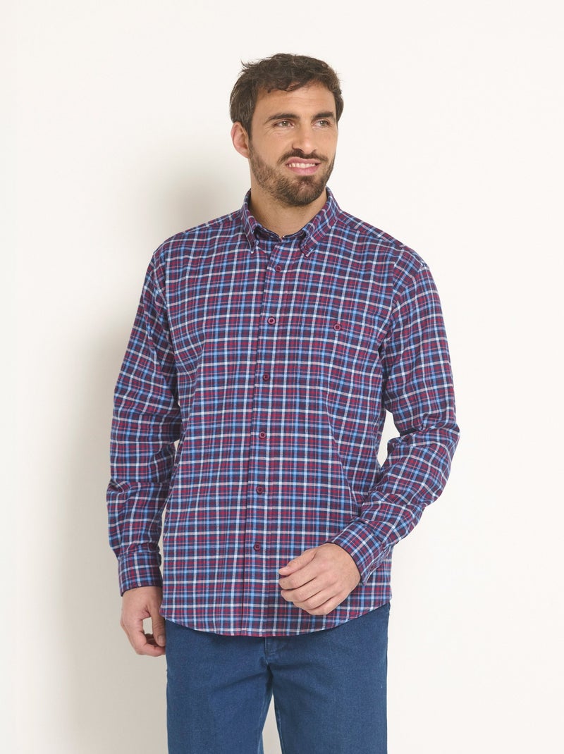 Chemise flanelle extensible à carreaux Bleu - Kiabi