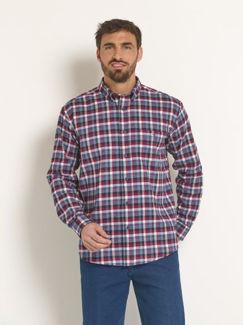 Chemise flanelle extensible à carreaux - Kiabi
