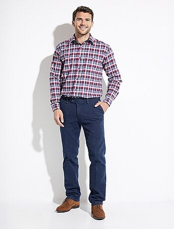 Chemise flanelle extensible carreaux manches longues - Afibel