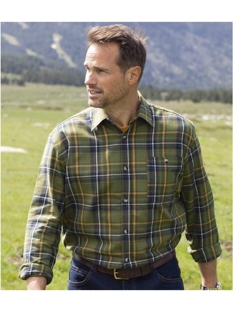 Chemise Flanelle Forest   - ATLAS FOR MEN Vert - Kiabi