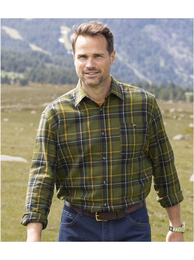 Chemise Flanelle Forest   - ATLAS FOR MEN Vert - Kiabi