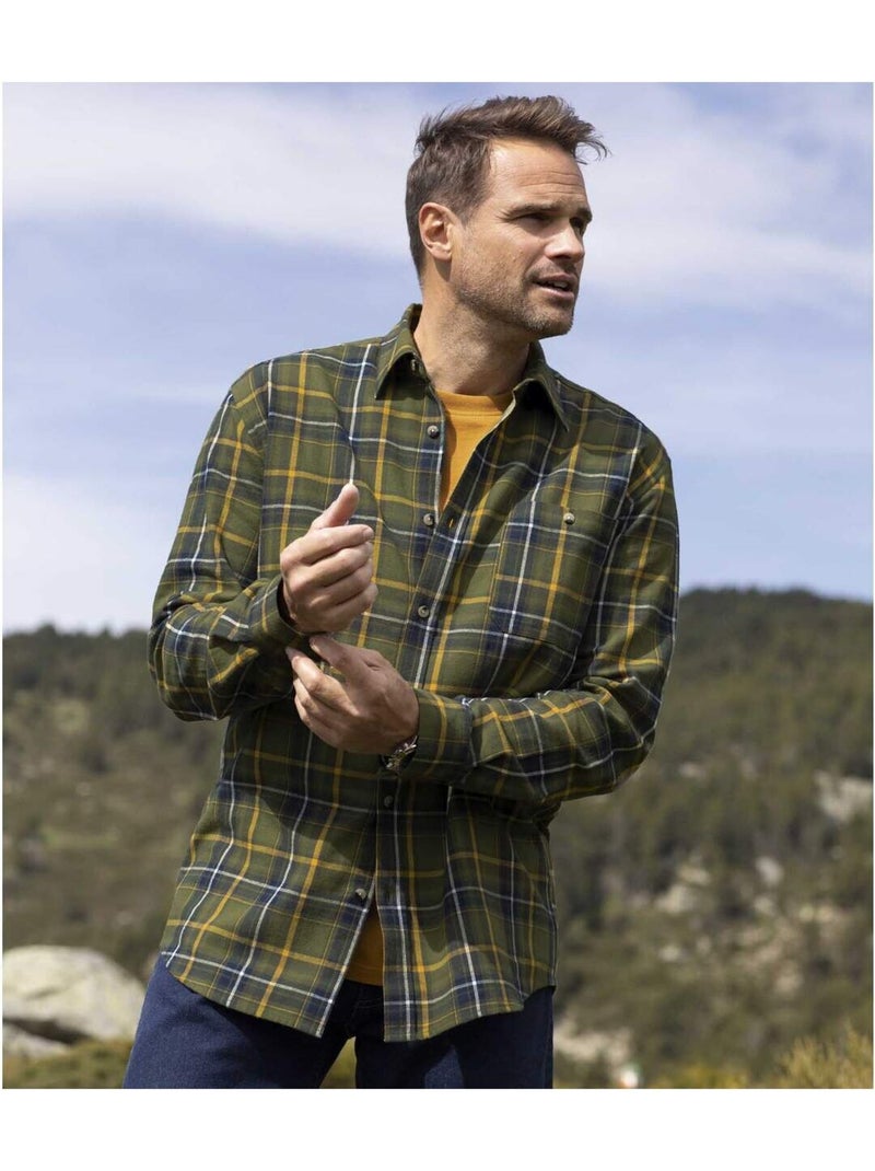Chemise Flanelle Forest   - ATLAS FOR MEN Vert - Kiabi