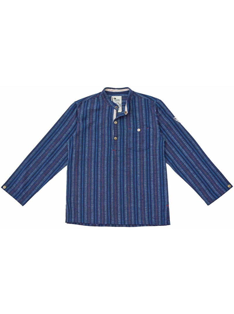 Chemise Flanelle  Hiver   Col Mao  RIMBAUD - La Faute à Voltaire Bleu foncé - Kiabi