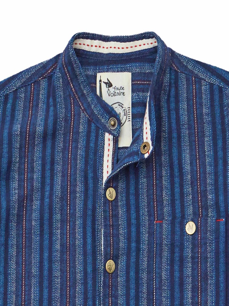 Chemise Flanelle  Hiver   Col Mao  RIMBAUD - La Faute à Voltaire Bleu foncé - Kiabi