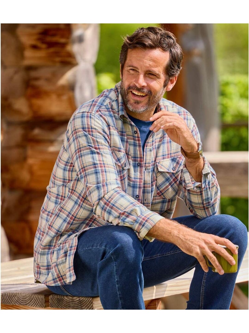 Chemise Flanelle Nature - ATLAS FOR MEN Ecru - Kiabi