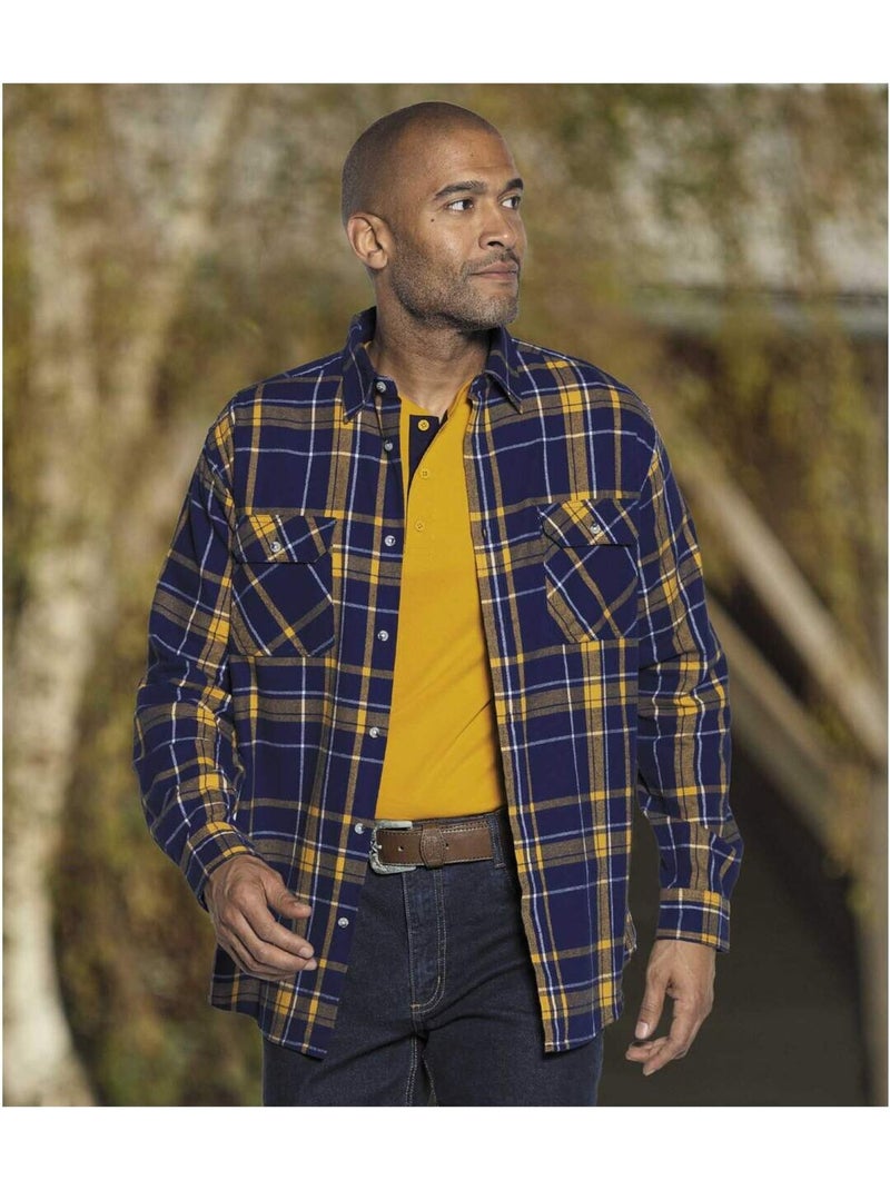 Chemise Flanelle Ranch - ATLAS FOR MEN Bleu Jaune Bleu - Kiabi