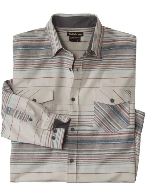 Chemise Flanelle Rayée   - ATLAS FOR MEN - Kiabi