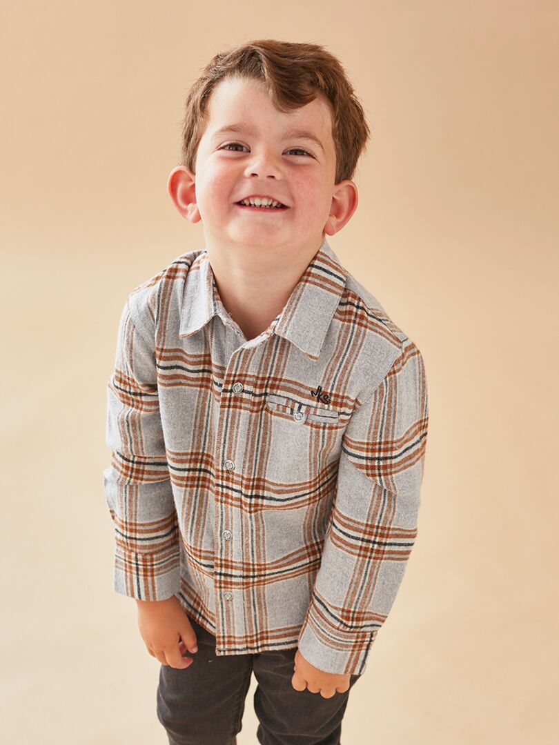 Chemise flannelle à carreaux, clair/brun Gris - Kiabi