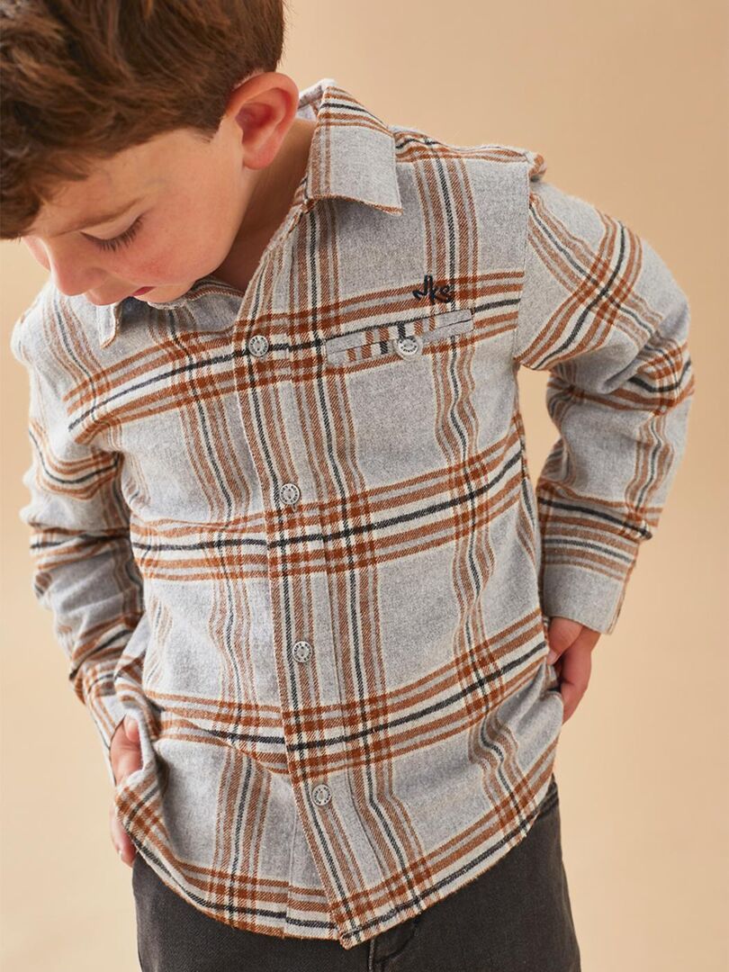Chemise flannelle à carreaux, clair/brun Gris - Kiabi