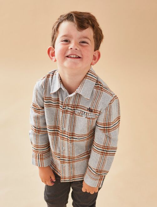 Chemise flannelle à carreaux, clair/brun - Kiabi