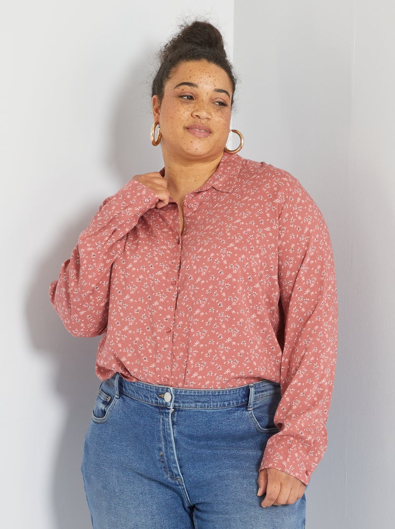Chemise fleurie fluide Rose - Kiabi