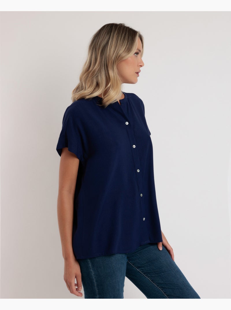Chemise fluide à manches courtes pour femme ADMAS Bleu marine - Kiabi