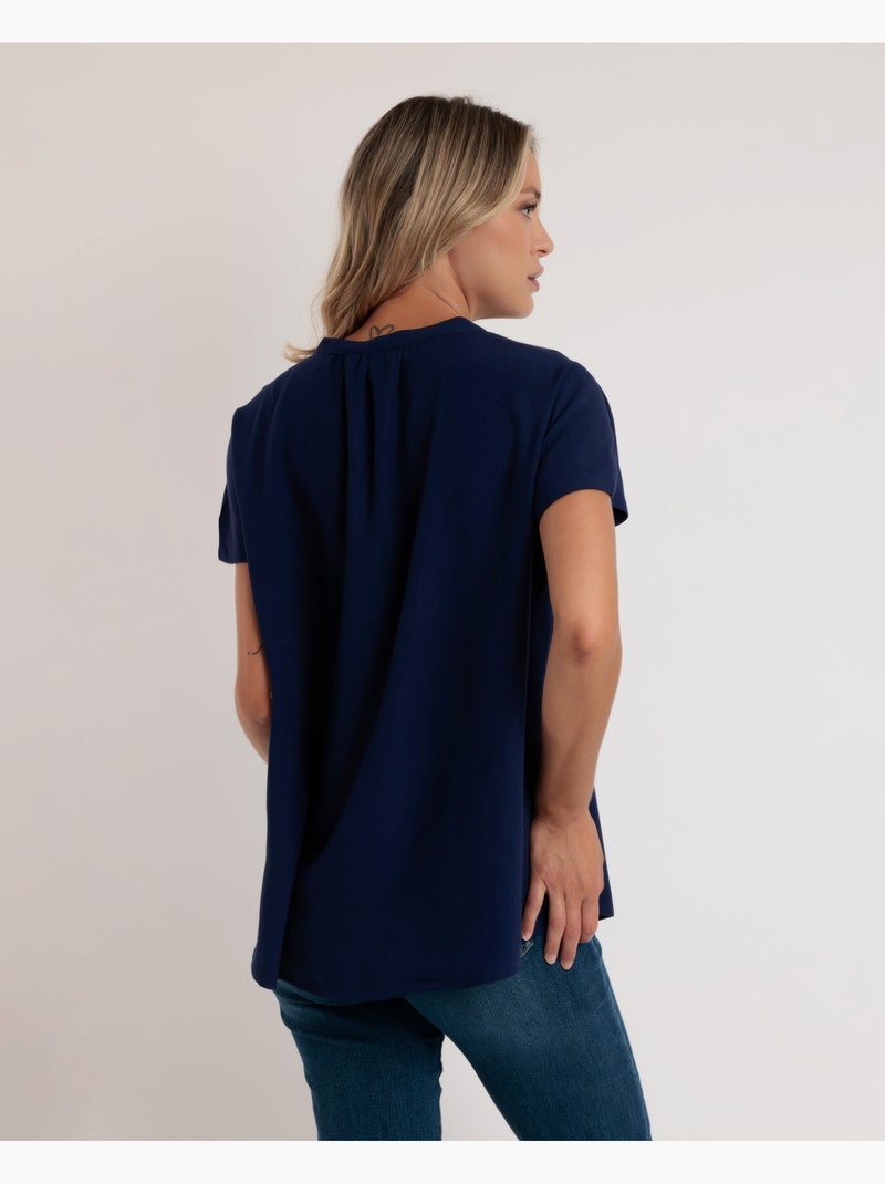 Chemise fluide à manches courtes pour femme ADMAS Bleu marine - Kiabi