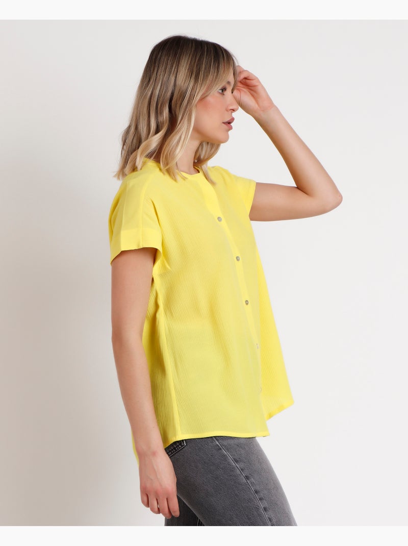 Chemise fluide à manches courtes pour femme ADMAS Jaune citron - Kiabi