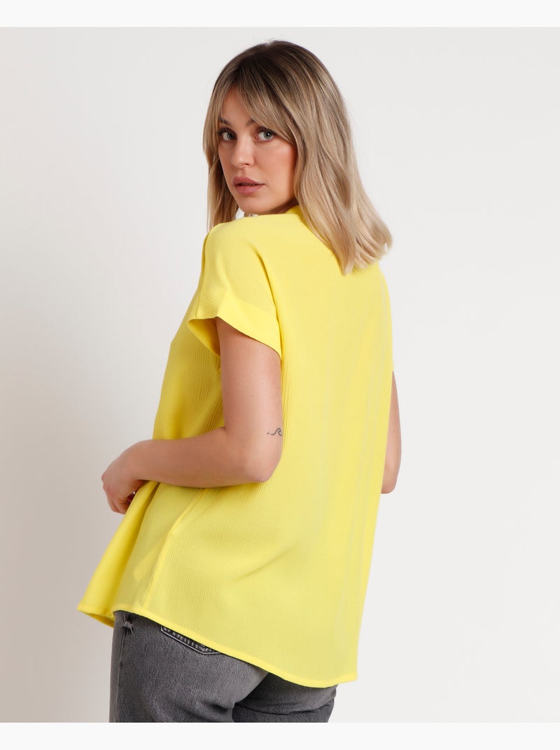 Chemise fluide à manches courtes pour femme ADMAS Jaune citron - Kiabi