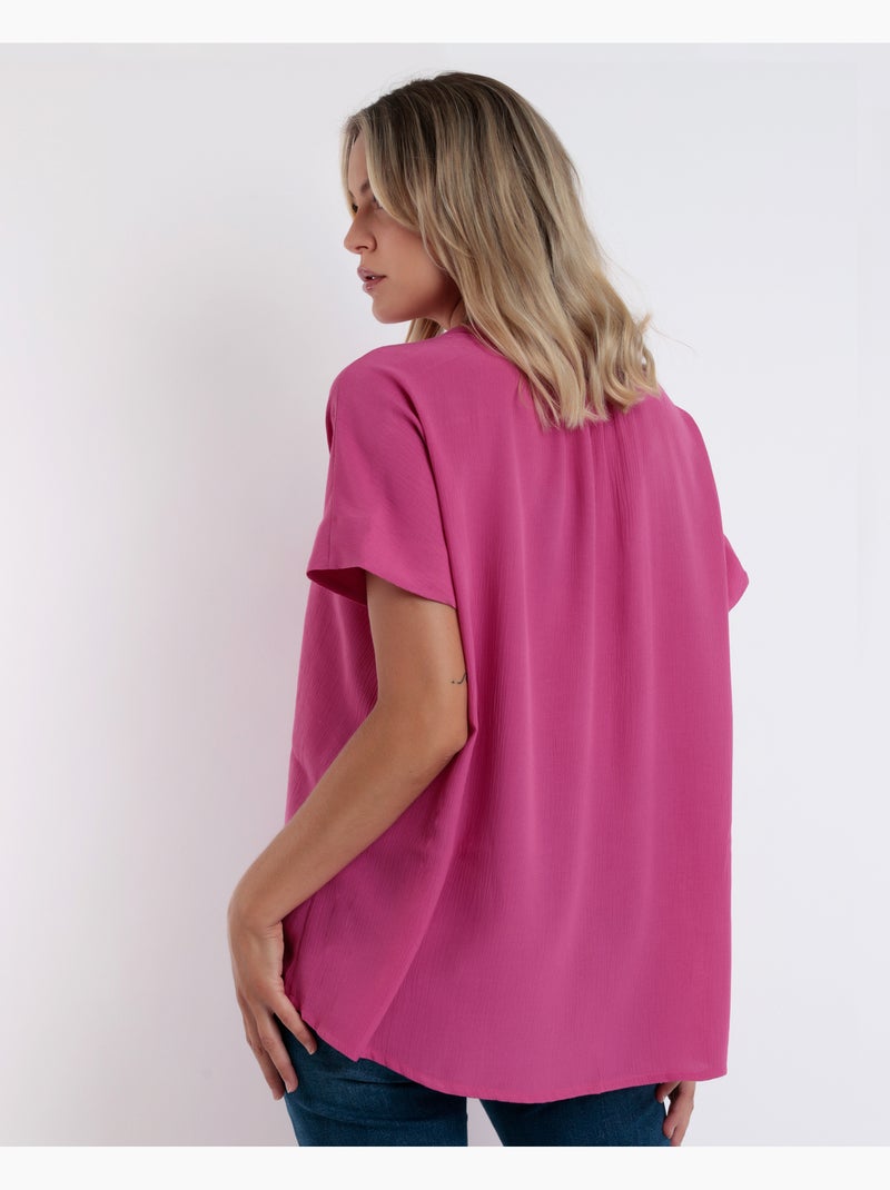 Chemise fluide à manches courtes pour femme ADMAS Rose fushia - Kiabi