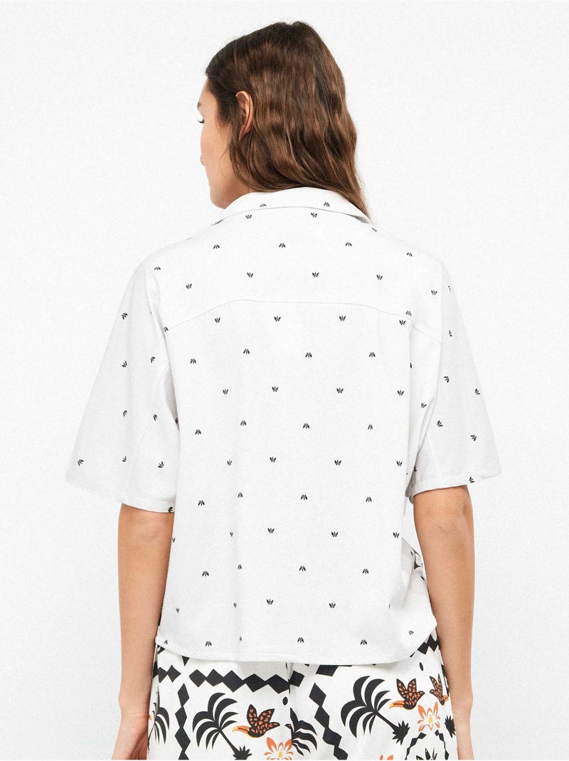 Chemise fluide à motif tropical avec manche japonaise Multicolore - Kiabi