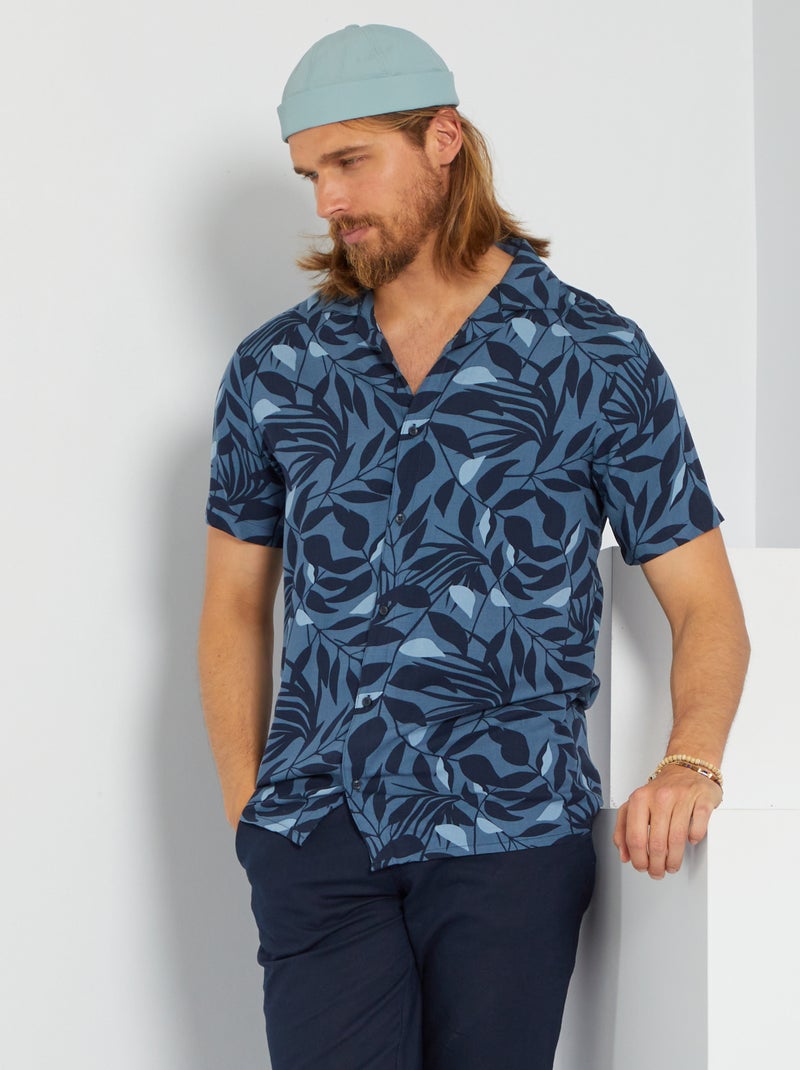 Chemise fluide à motifs Bleu à motifs - Kiabi